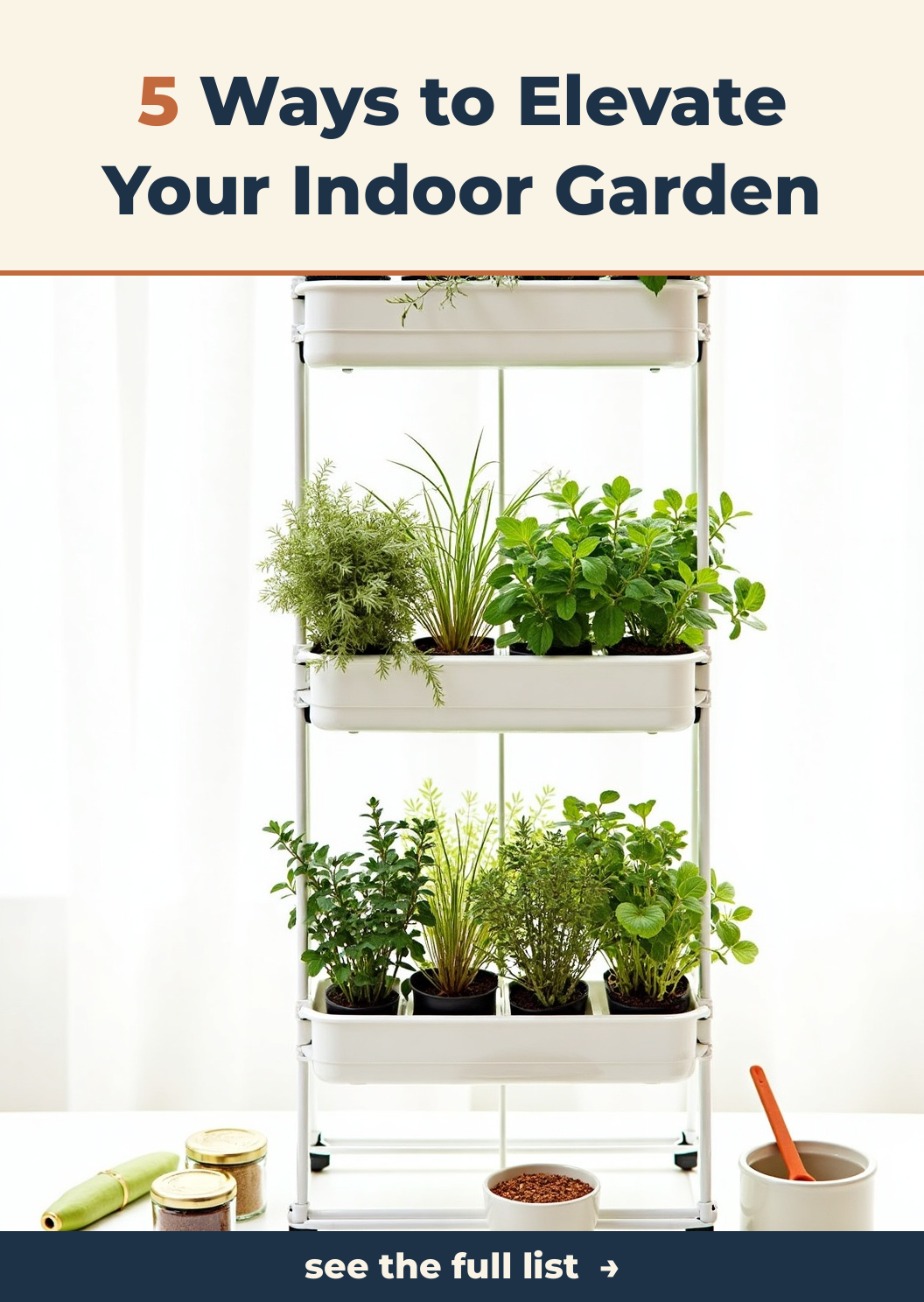A multi-tier herb garden kit in an inviting kitchen, showcasing fresh herbs ready for cooking.