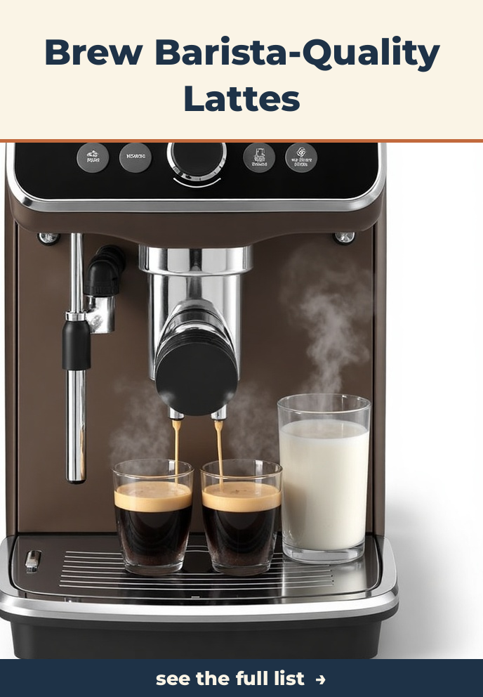Espresso machine with automatic milk frother creating coffee in a stylish kitchen.